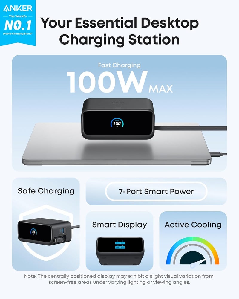 Anker Nano Charging Station, 7-in-1 USB-C Power Strip for iPhone 16, 2.3 ft InstaCord Retractable Cable, 3 USB-C, 1 USB-A, 3 AC, 100W Desktop Fast Charging for MacBook, Home, Office(Non-Battery) - Image 2
